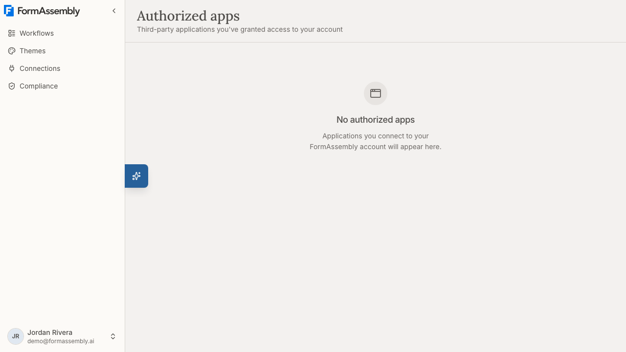 Authorized apps page